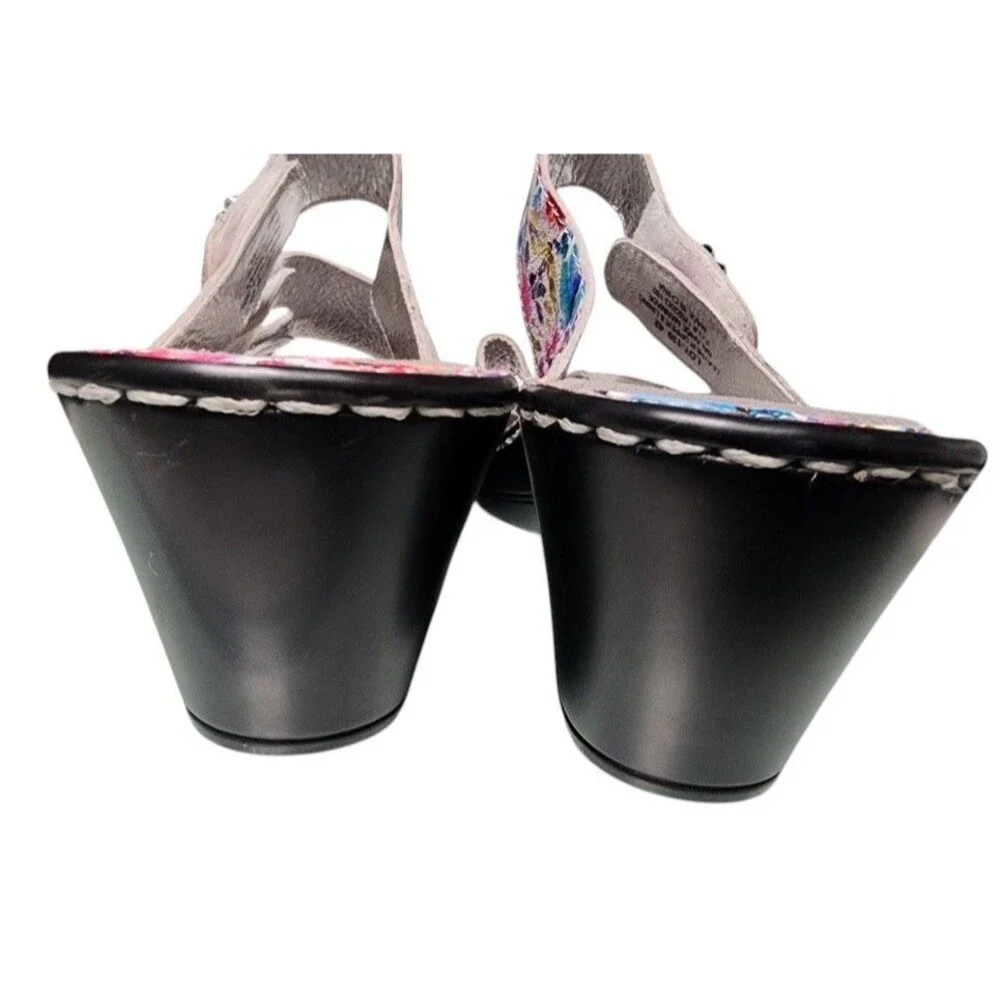 Alegria Loti Wedge Slide Sandals Floral Comfort EU 42 Leather Rhinestone Flower